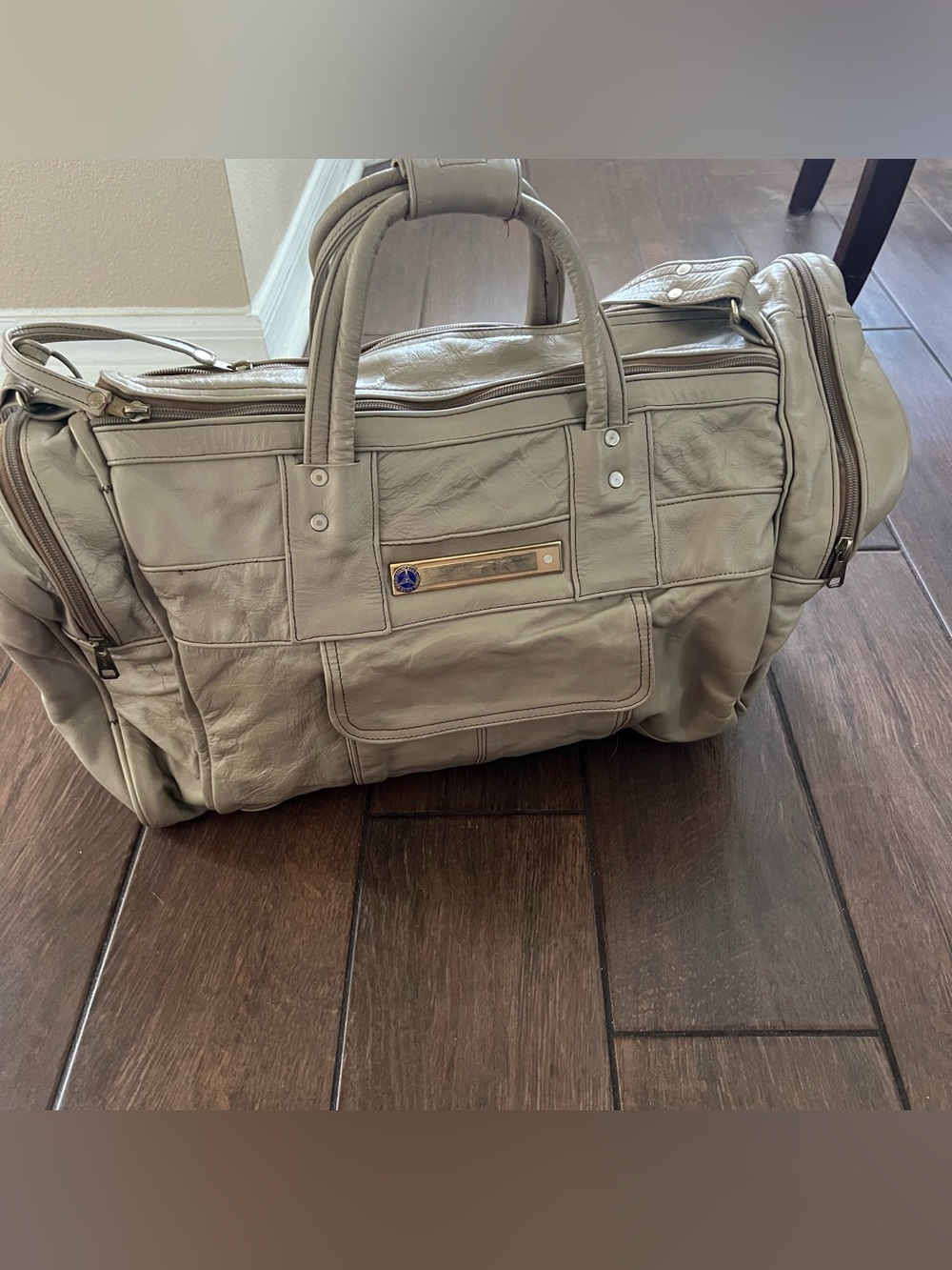 Vintage Mercedes Benz Leather Weekender Duffel Bag-Rare